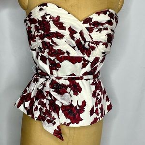Trendy Floral White and Red Corset by White House Black Market